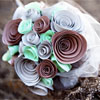Teal, brown and silver autumn paper bouquet